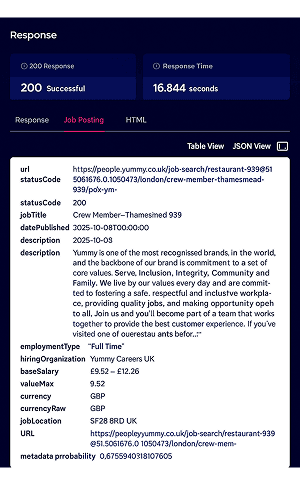 Job Posting extraction response image