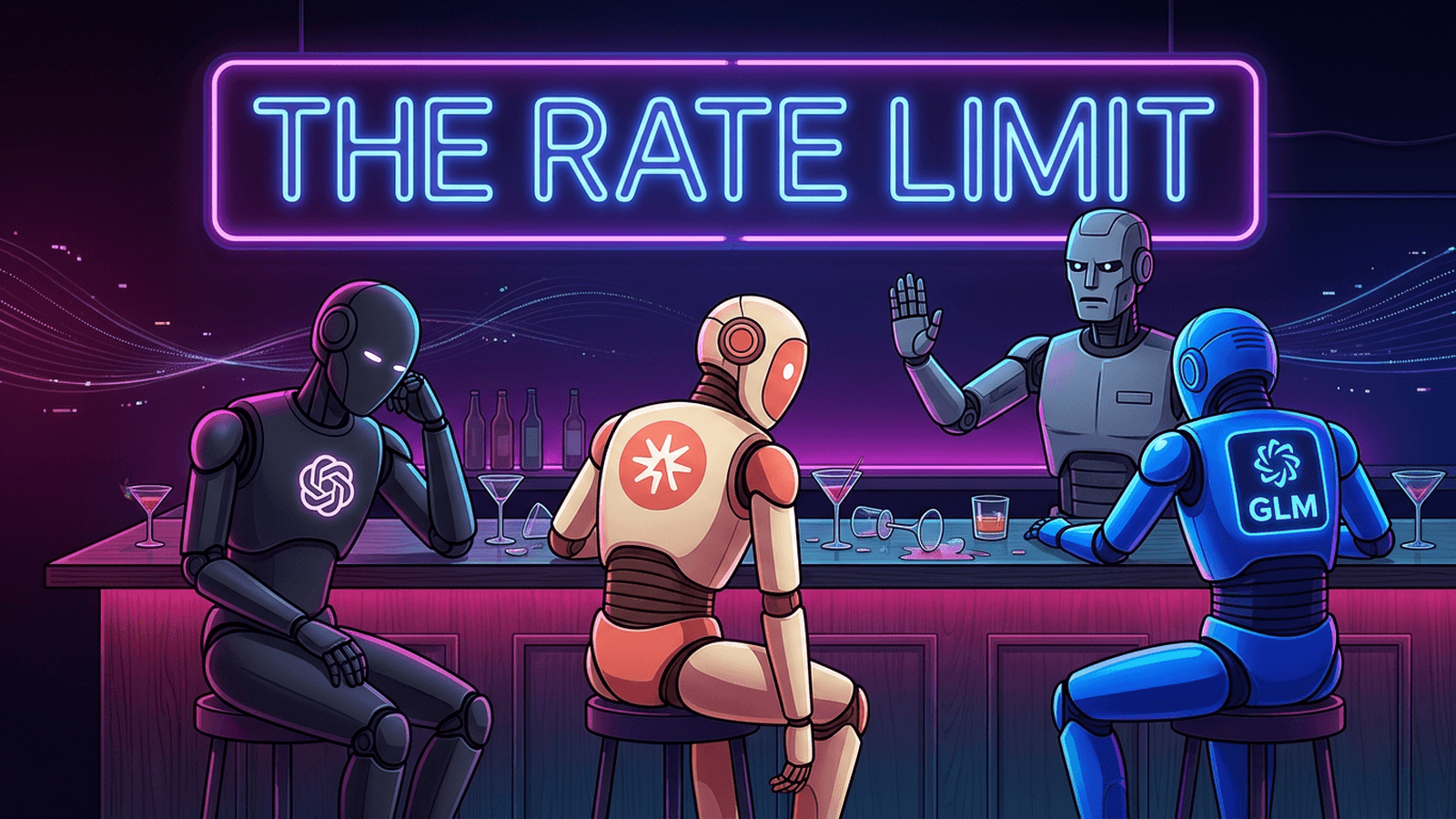 GPT-5.6, Fable 5, and GLM-5.2 entered a bar “crawl” and got hit by The Rate Limit