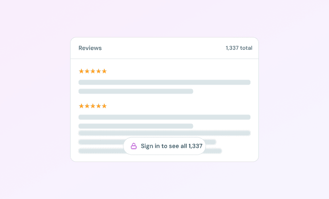 Reviews and detail sit behind gates