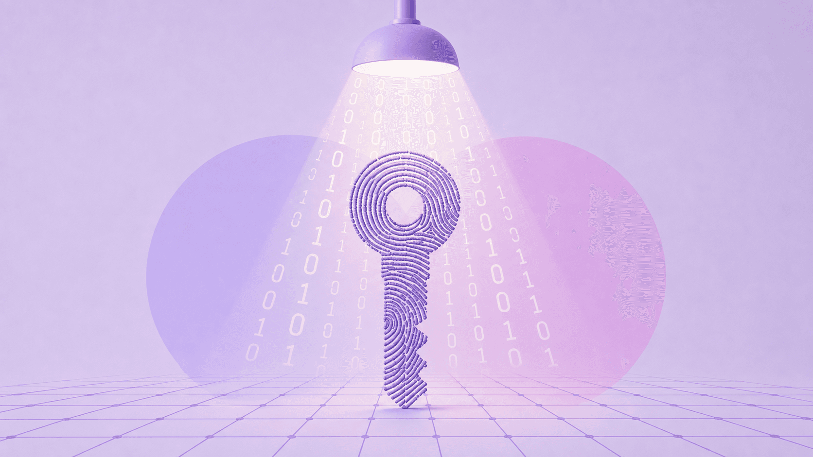 A key made of a fingerprint is examined by a cryptographic light as it gains access to the network.